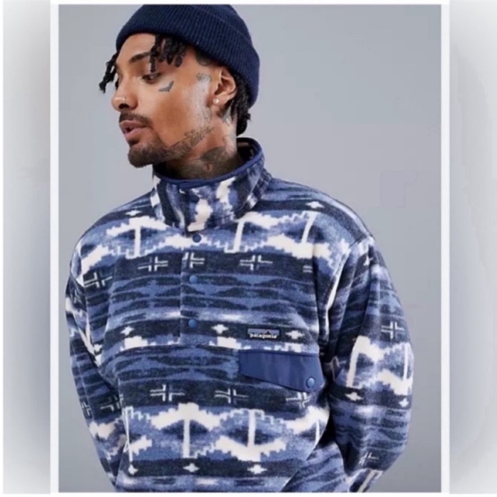 Patagonia Fleece Synchilla Snap-T Fleece Shepherds
Knit Stone Blue Small